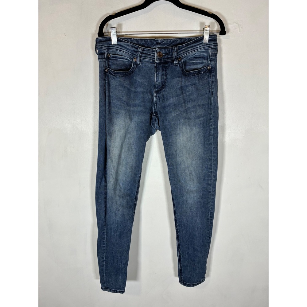 Seven7 Women's Sz 10 Jeggings Skinny Jeans Medium Wash Rhinestone Stretch Denim